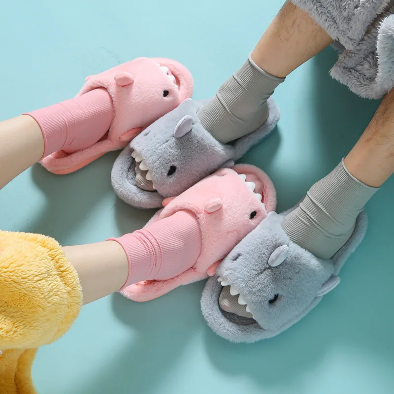 Warm Cotton Unisex Shark Slippers for Winter