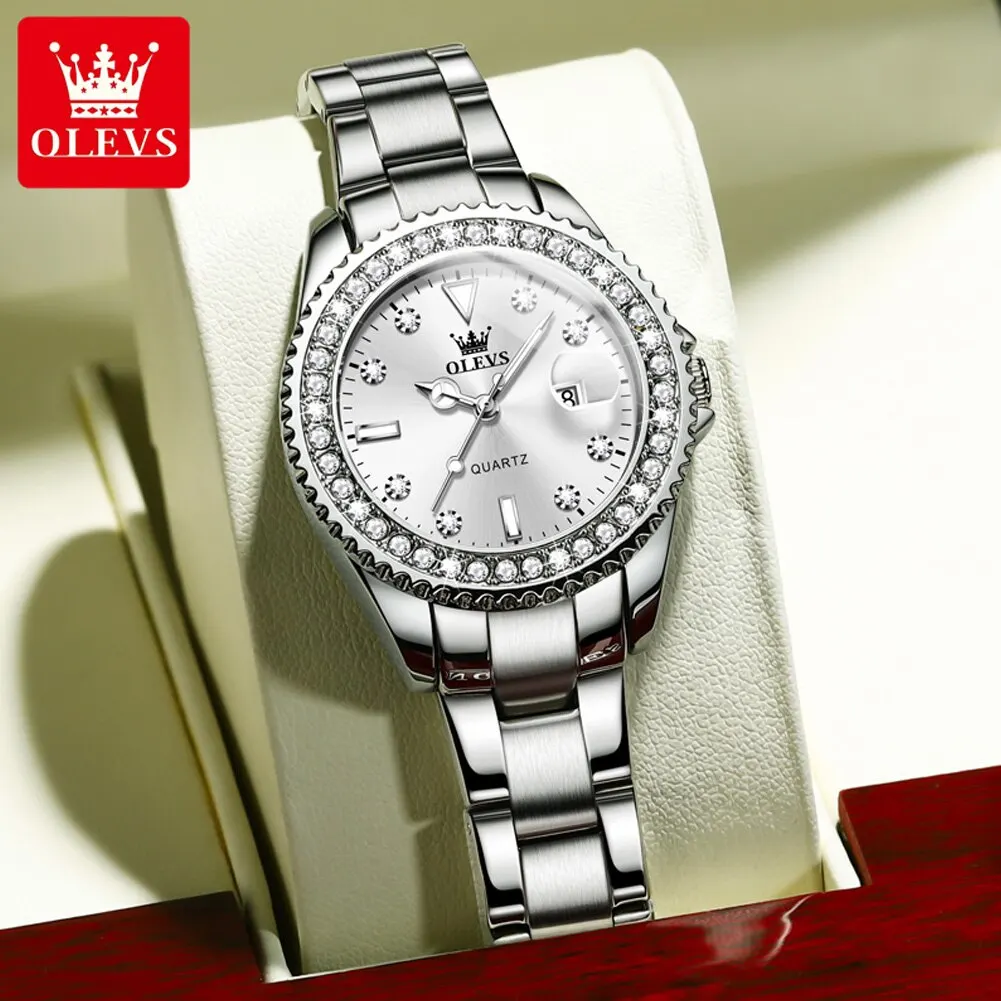 Womens quartz watch womens watch quartz watch women watches OLEVS Original Diamond Dial Quartz Watch for Women Fashion Elegant Ladies Watches Stainless Steel Waterproof Women's Wristwatch