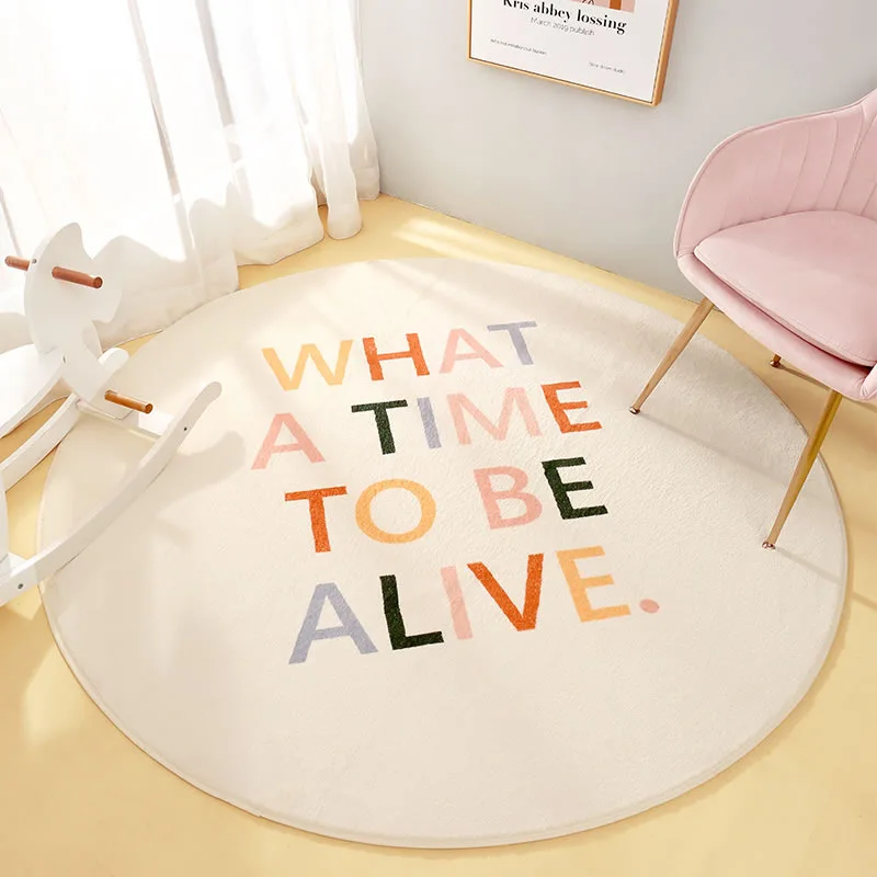 Round Flanne Home Decor Carpet Rainbow Carpets for Living Room Decor Soft Non-Slip Nursery Floor Mat Washable Rugs for Bedroom