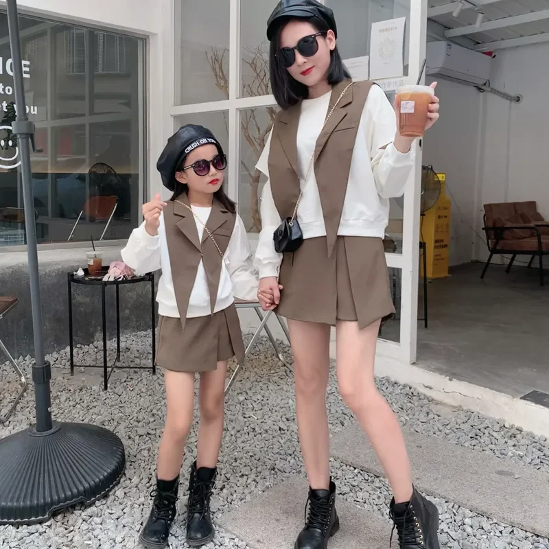 

2023 Like Mother Like Daughter Set Mom And Baby Girl Clothes Women's Business Suits Parent-Child Matching Autumn Clothes Outfits