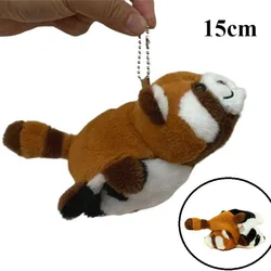 Adorable Red Panda Plush Backpack - Soft Fur Shoulder Bag (Double side keychain)