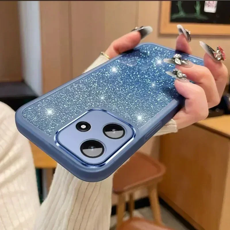 Glitter Phone Case with Built-in Lens Protection Film