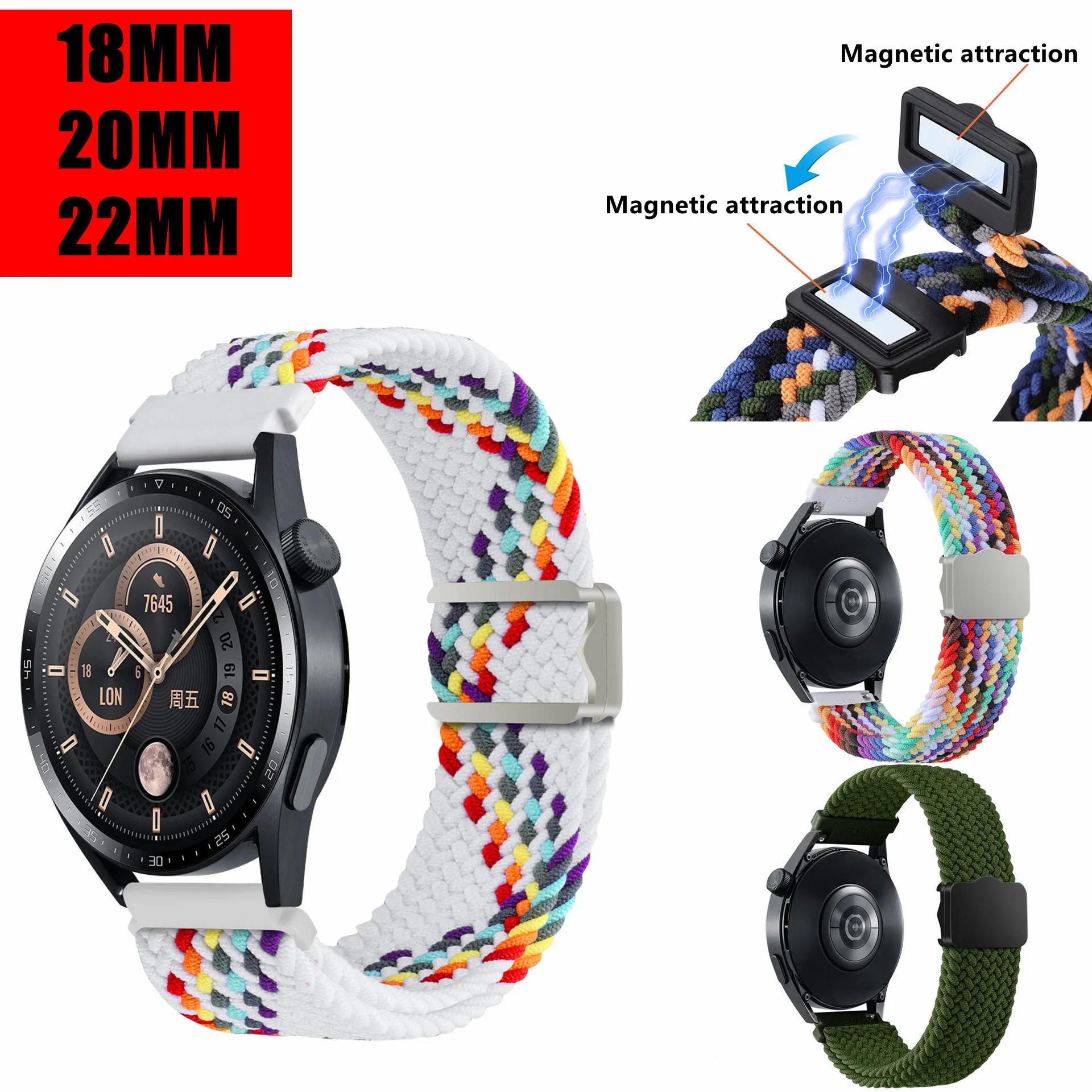 20mm Black Nylon Watch Band Strap For Garmin 645, 245, Venu Sq 2, Vivomove HR & More