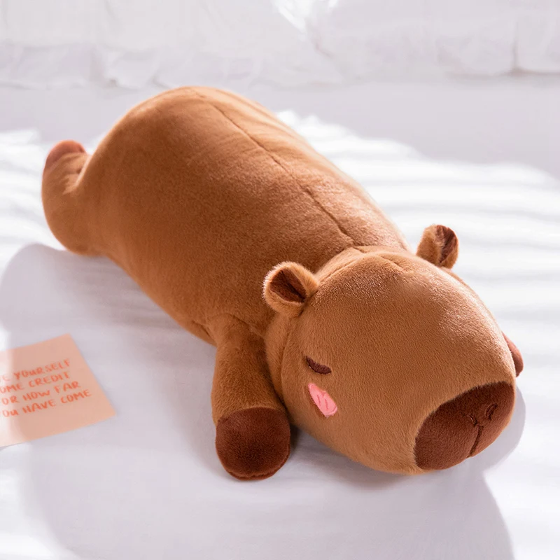 60-100 muñecos de peluche de carpincho tumbado gigante alfombra de piso de alta calidad animal marrón carpincho alfombra de felpa decoración del hogar regalo para niños niñas