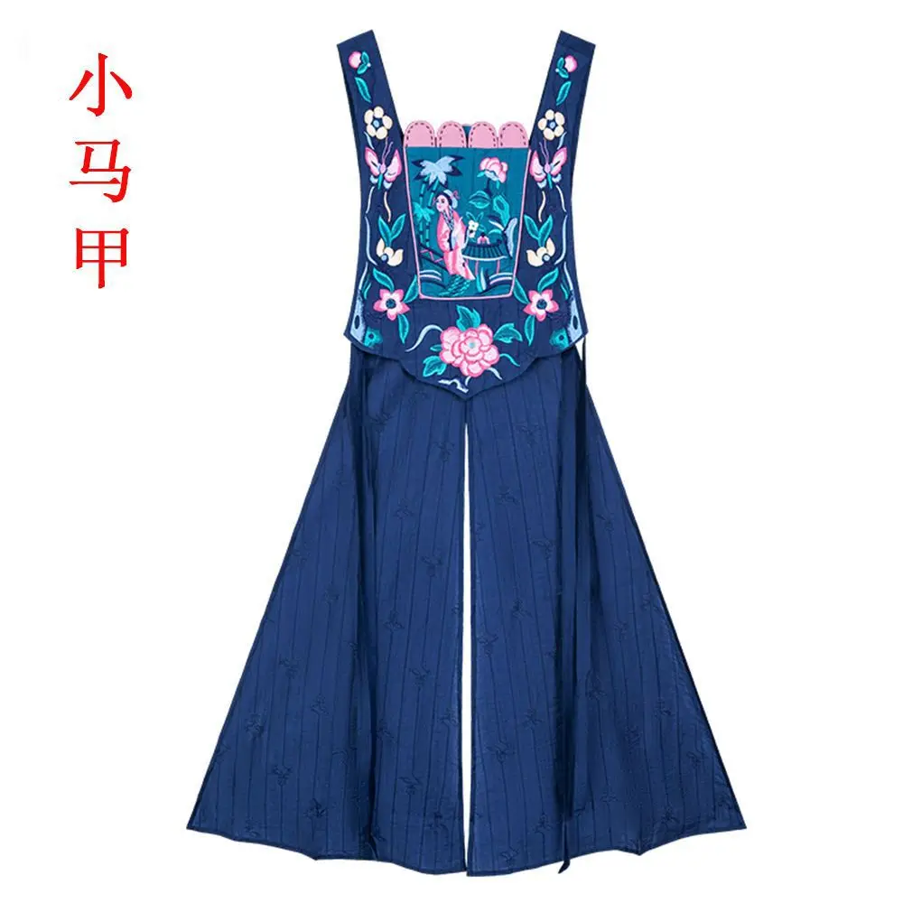 fashionable ethnic style robe set chinese style exquisite embroidery irregular design vest fairy strapless suspended dress