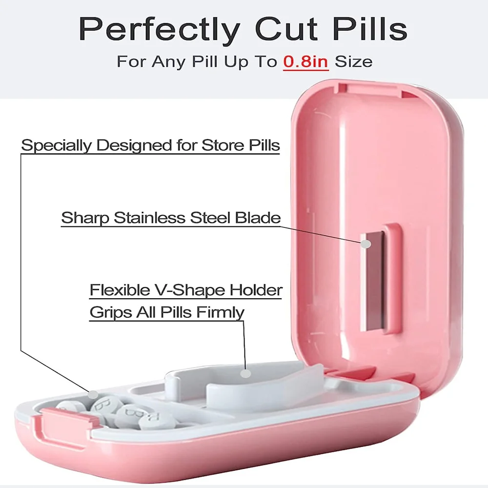 Portable Pill Cutter and Crusher Split Pills Perfectly Cut Small & Large Pills Anywhere Compact and Convenient for On-the-Go Use