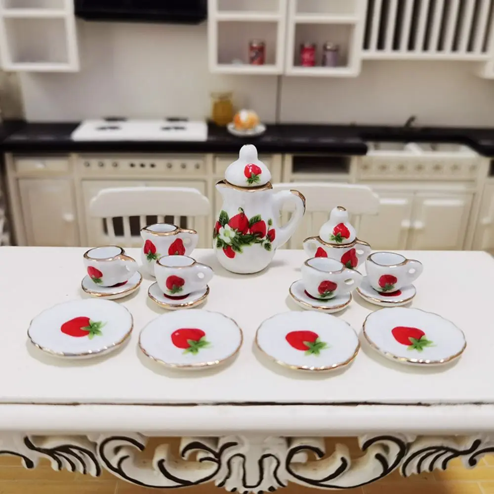 Ceramic Mini Tea Set for Dollhouse Accessories