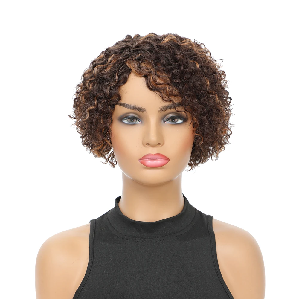 Parrucca Di Capelli Umani Di Remy Taglio Pixie Per Le Donne Nere Breve Afro Ricci Capelli Brasiliani Parrucca A Buon Mercato Senza Cappuccio Parrucca P8097932 - Foto 13