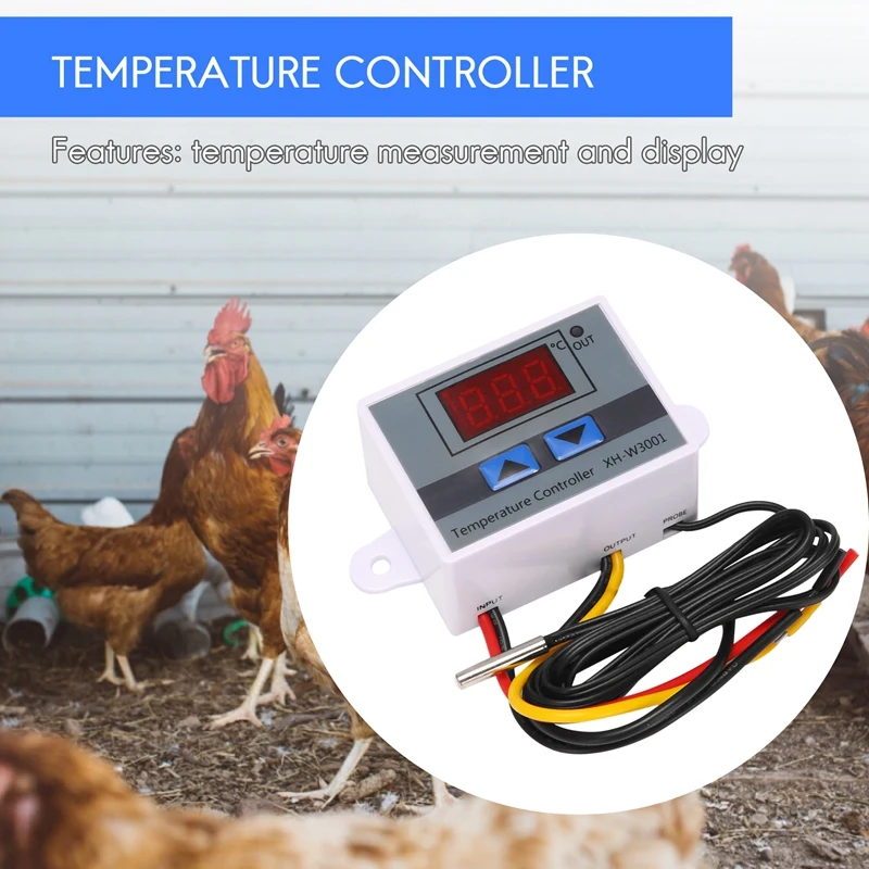 220V 디지털 LED 온도 컨트롤러 10A 온도 조절기, 스위치 포함, 디지털 디스플레이 인큐베이션 컨트롤러
