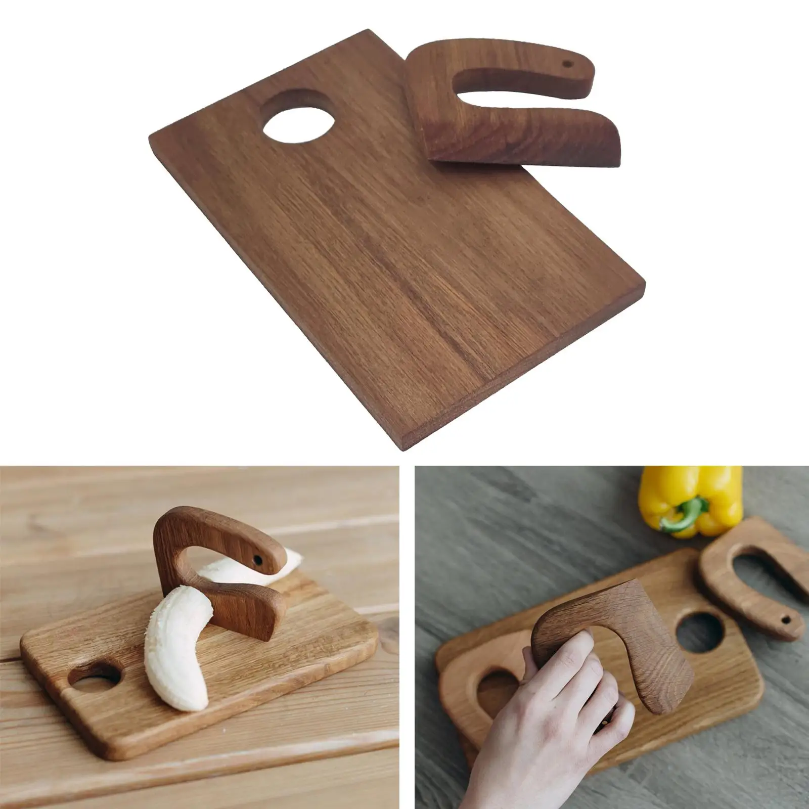Montessori Kids Wooden Cutting Board and Knives Set Cooking Knives for Cakes