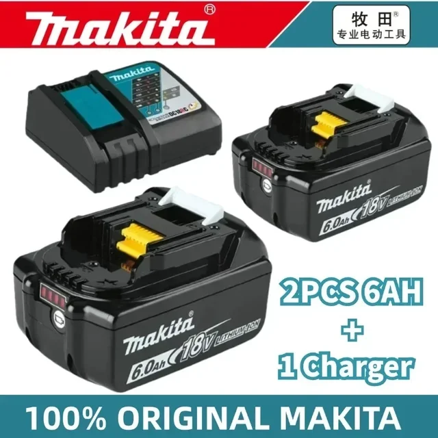 100% מקורי סוללת מקיטה, 18V 6.0Ah סוללה נטענת, מחליף את סוללת מקיטה BL1830BL1840BL1850BL1860B, סוללת כלי עבודה 1