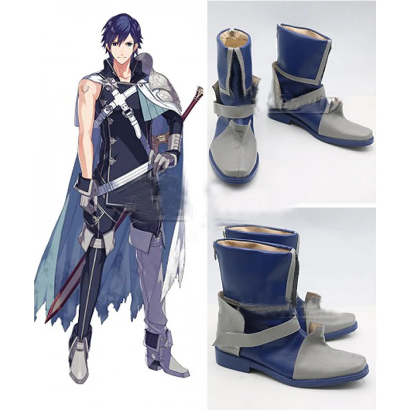 Fire Emblem Chrom Blue Cosplay Scarpe Stivali Halloween Carnevale Accessori Costume Cosplay