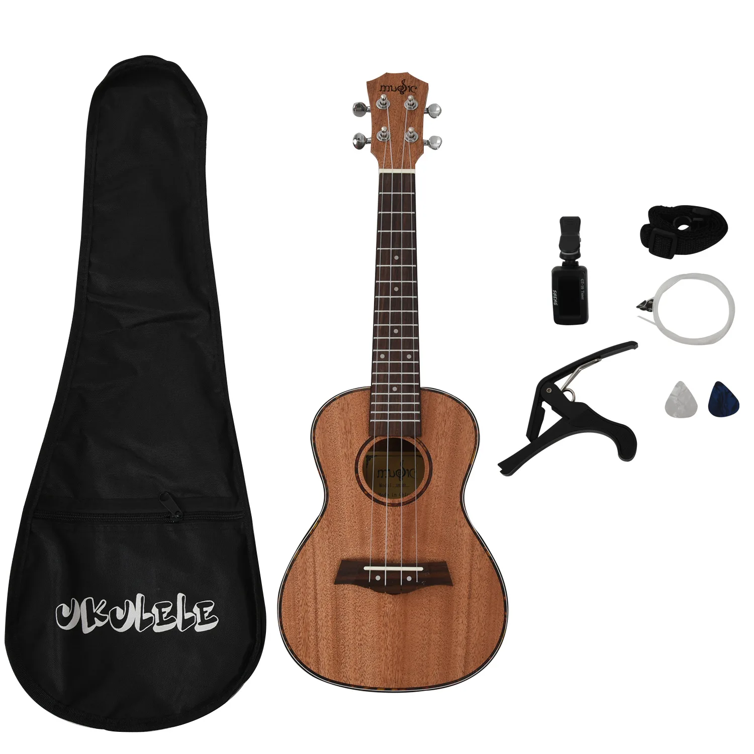 

Concert Ukulele Kits 23 Inch Mahogany Uku 4 String Guitar With Bag Tuner Capo Strap Stings Picks For Beginner Musical Instrument