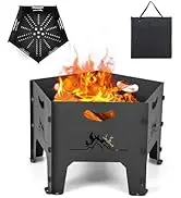 Giantex Portable Fire Pit for Outside - 19" Collapsible Wood Burning Fire Pit, Outdoor Plug Fire ...