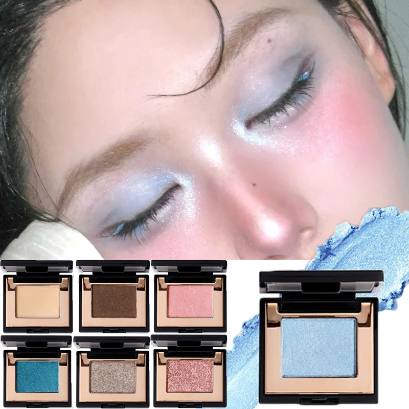 Glittering Blue & Beige Highlighter Eyeshadow Palette - Matte & Pearlescent Finish