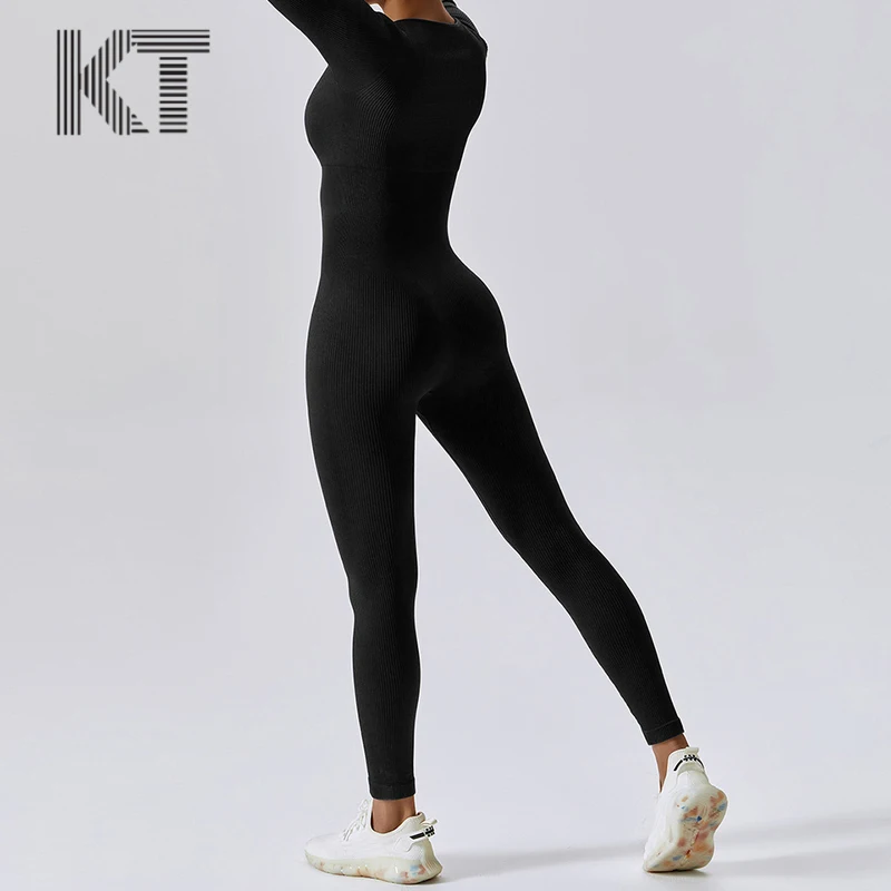 Yoga Spring Seamless Jumpsuit Sports Fitness Set High-strength Push Up Jumpsuit Tight Fitting Long Sleeved Yoga Set Women's spring seamless integrated yoga set dance tight fitting hip lifting quick drying slim fitting elastic jumpsuit push up fitness