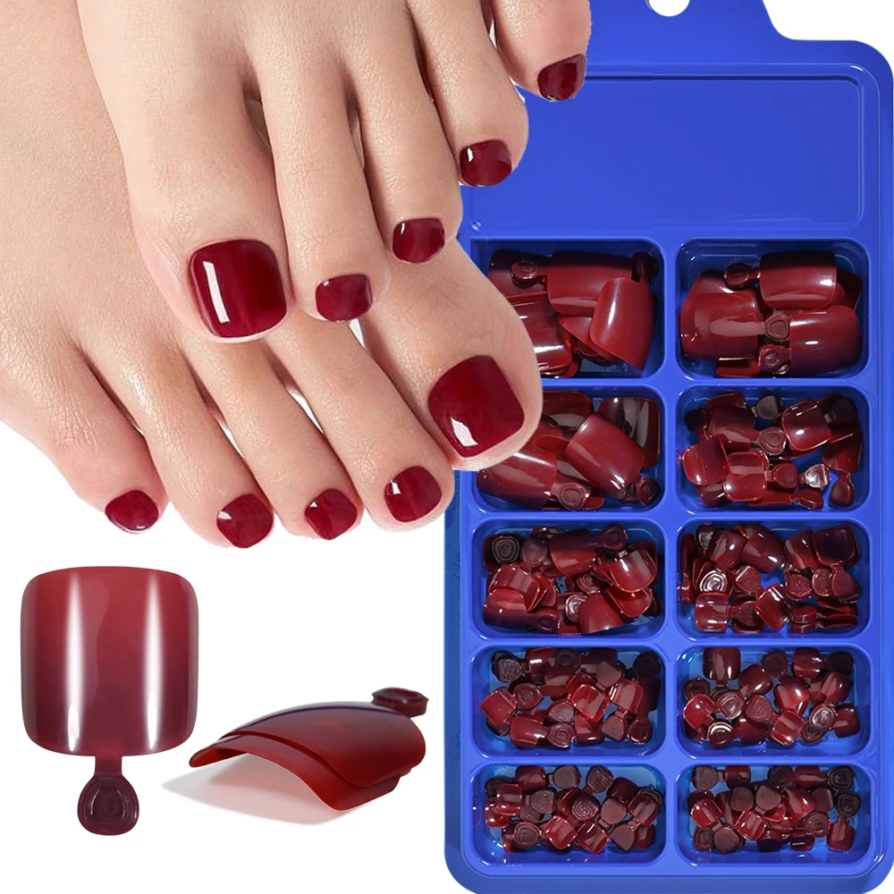 Fake nails 100pcs Clear False Toes Nails French Square Nature White Full Cover Fake Toe Nails Feet Nail Tips Artificial Press on Toenails
