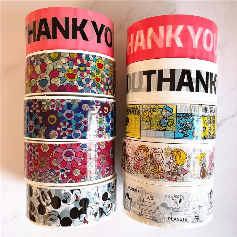 

custom,Custom logo shipping cute thank you tape plastic tape glue pvc tapes