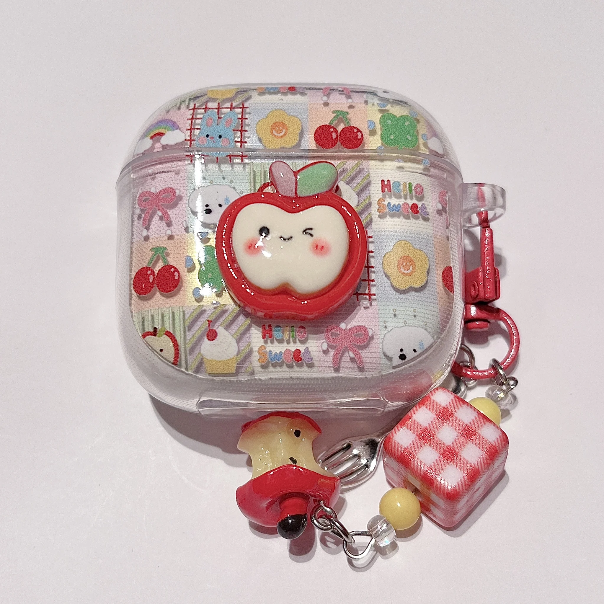 Kawaii Sweet Apple Cherry Earbuds Protective Anti-Drop Case Cover
