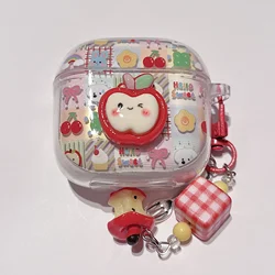 Kawaii Sweet Apple Cherry Earbuds Protective Anti - Drop Case Cover for Huawei FreeBuds 6i (Red apple)