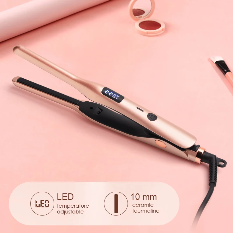 Ten MM LED Temperature Adjustable Hair Straightener In Curling And Straightening Function
