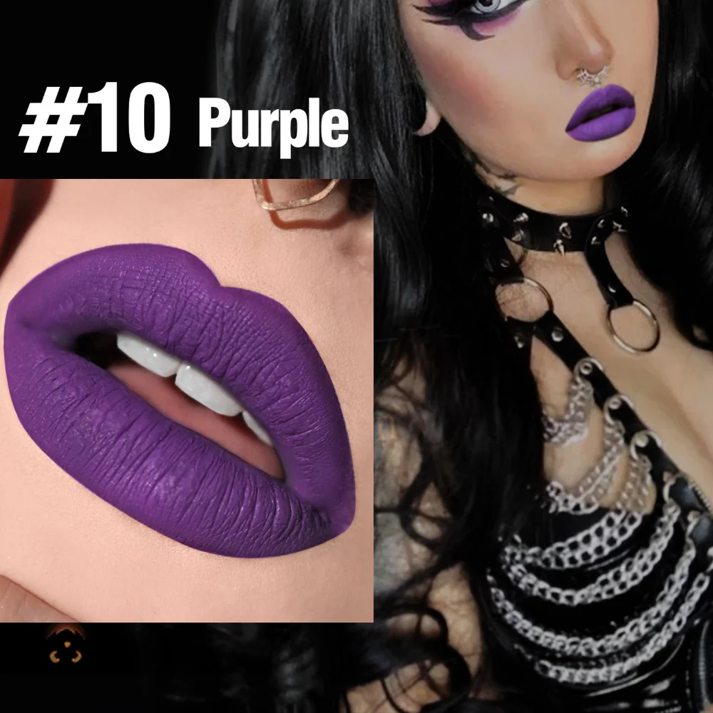 12 Colors Lip Gloss Long Lasting Moisturizing Matte Non-stick Cup High Pigmented Black White Purple Lipsticks For Cosplay Party lip gloss lip makeup