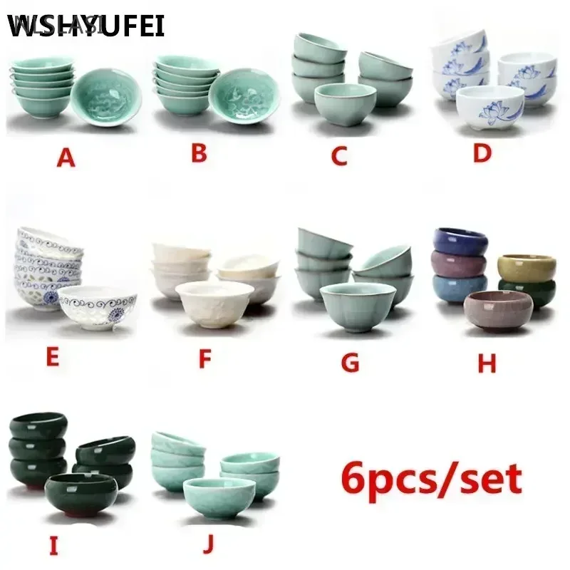 6 sets Chinese ceramic snack bowl drink cup coffee cup saucer set fish cups teapot tea bowl teaset accessories
