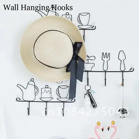 

1pc Teapot Hook Ynaayu Simple Coat Cap Hanger Living Room Bedroom Hooks Wall Rack 2pcs Nail As Gift