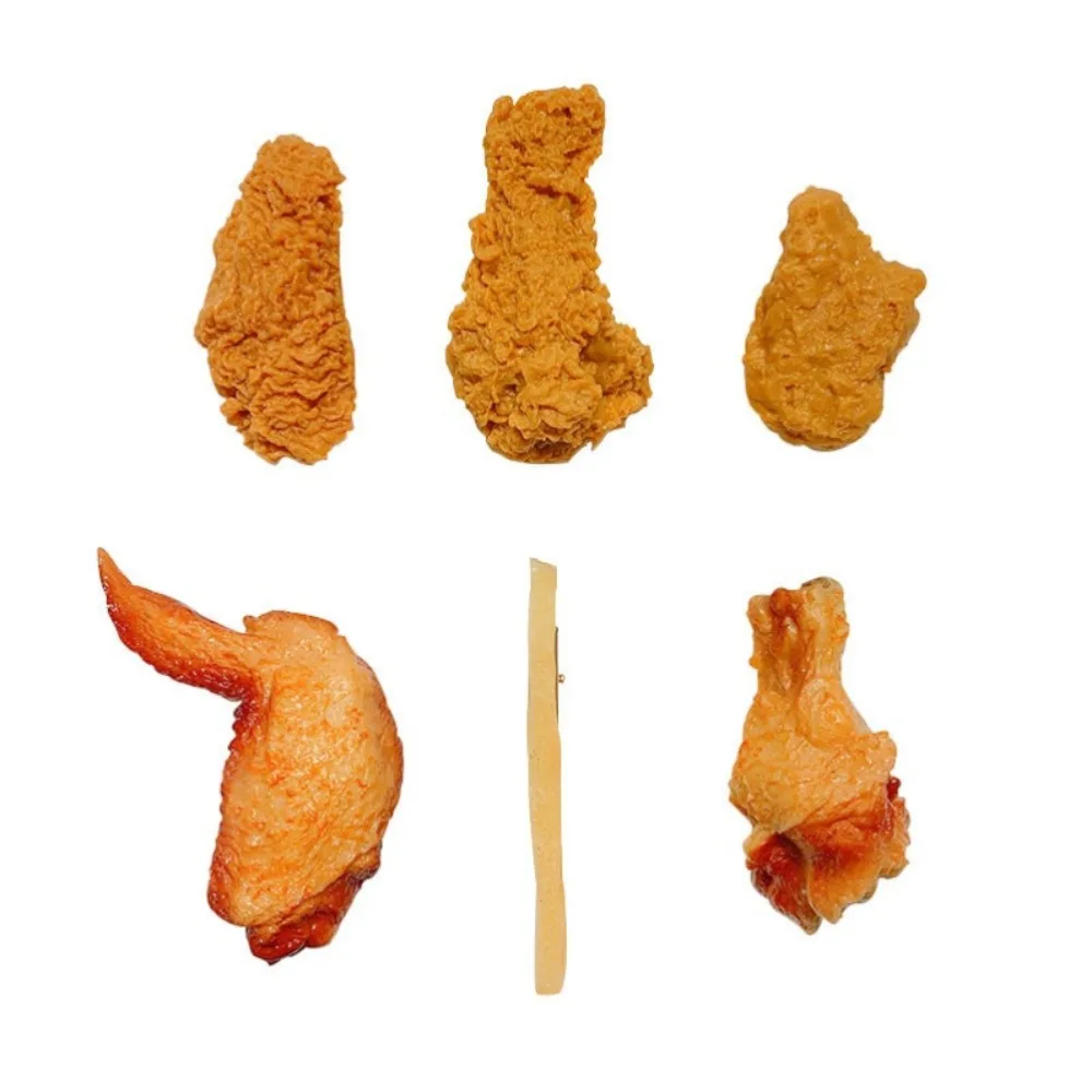 Einzigartige Pommes Frites Hähnchenflügel Haarnadeln Simulation Fast Food Hähnchenbeine Seitenclips Haarschmuck Haarspangen – Detail 3