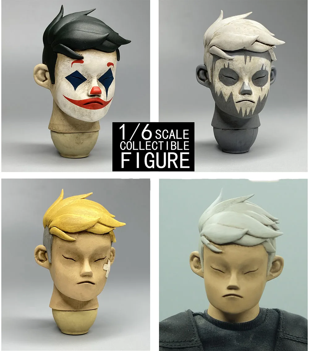 

3ATOYS 1/6th Fashion Trendy For Boys Girl Joker Freestyle Male Head Sculpture Carving Fit 12" Action Figure Collectable DIY