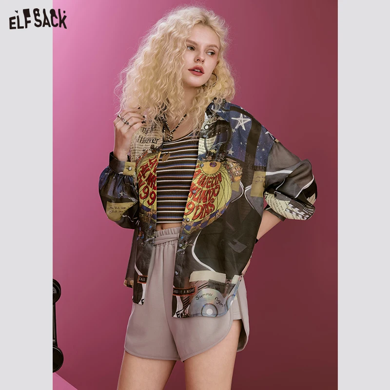

Женская шифоновая блузка ELFSACK, базовая топы на каждый день с длинным рукавом, весна-лето 2023