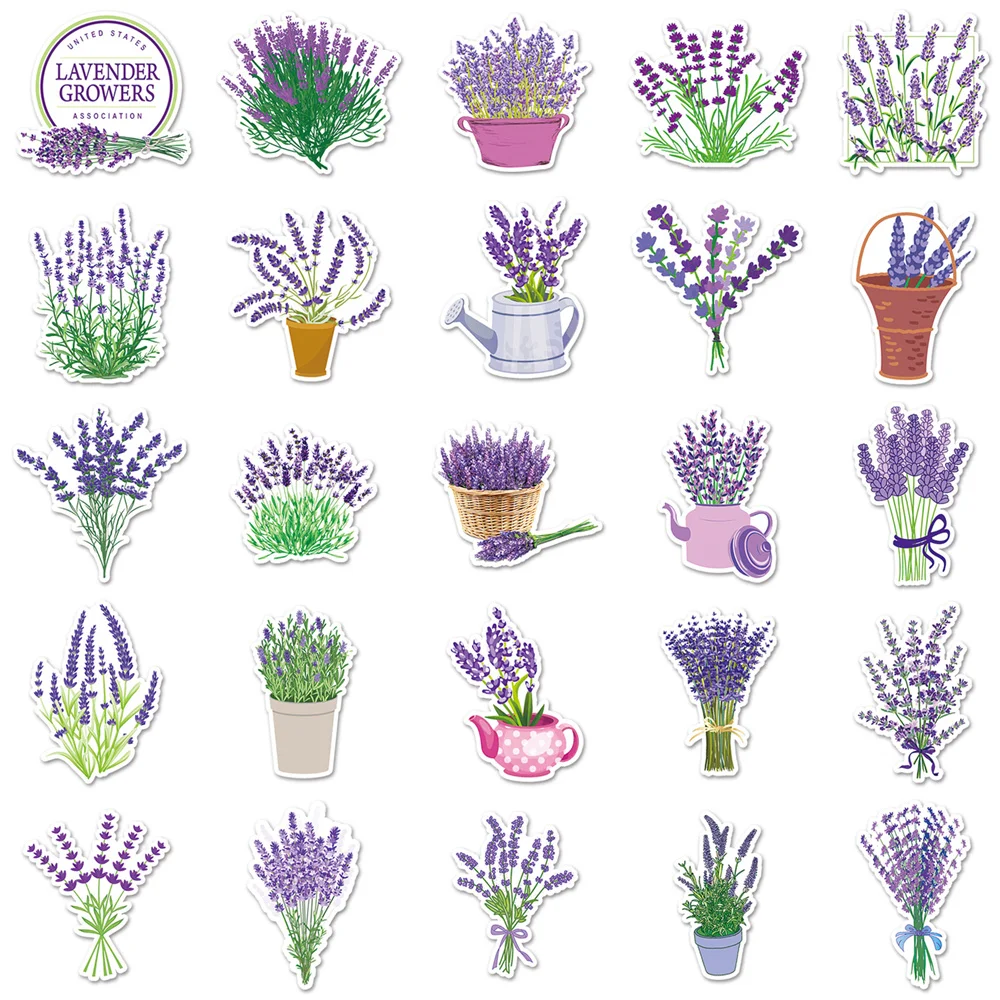 10/30/50PCS Lavender Cartoon Small Fresh Personality Creative Sticker Desk Refrigerator Skateboard Waterproof Sticker cartoon stickers