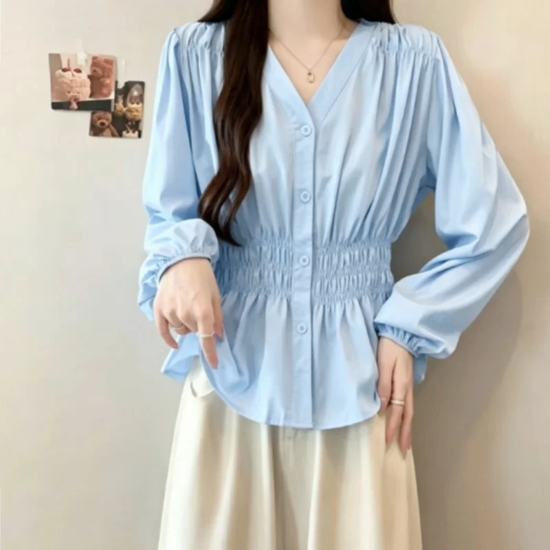 200 Pounds Plus Size Elastic Waist Office Lady Trend Shirt