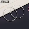 High Quality New 925 Sterling Silver Hoop Earrings For Women Engagement Party Jewelry 5CM Big Circle Trendy Christmas Gifts 2