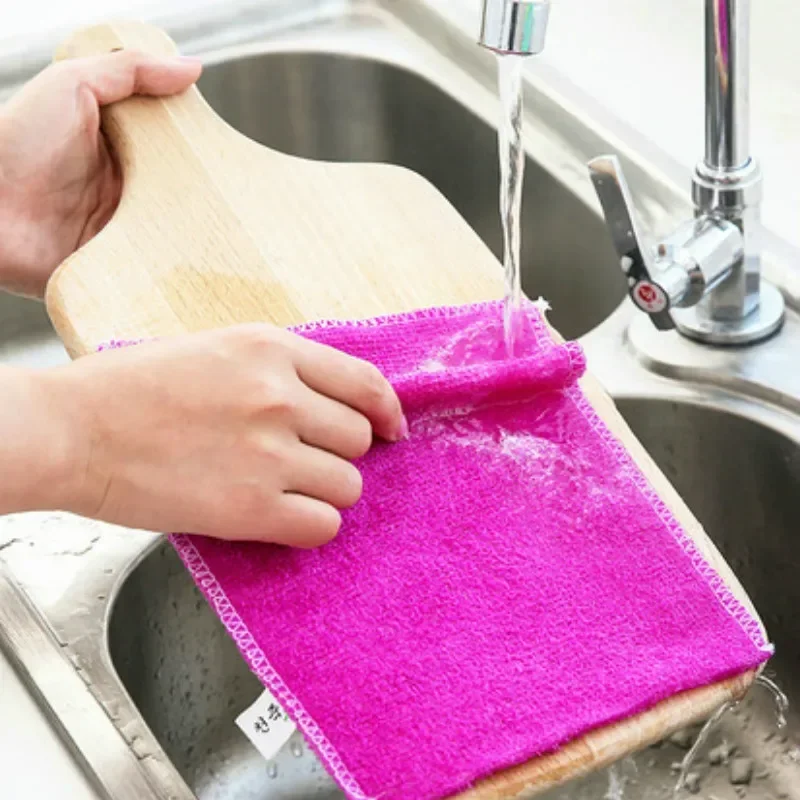 1 Pc Kitchen Tools Super Absorbent Bamboo Fiber Kitchen Dish Cloth High-efficiency Tableware Household Cleaning Towel Gadgets
