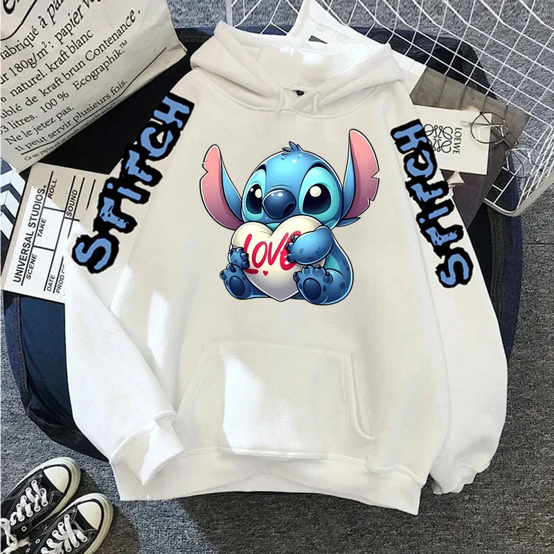 Luxury Brand Women's Hoodies Disney Lilo & Stitch Harajuku Jackets Japanese Fashion Winter Sweaters Women's Warm Sweatshirts 3