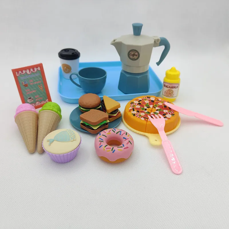 

Детский комплект игрушек для девочек, имитация десерта, мороженого, кофе, пиццы, бургеров, наборы для детского послеобеденного чая
