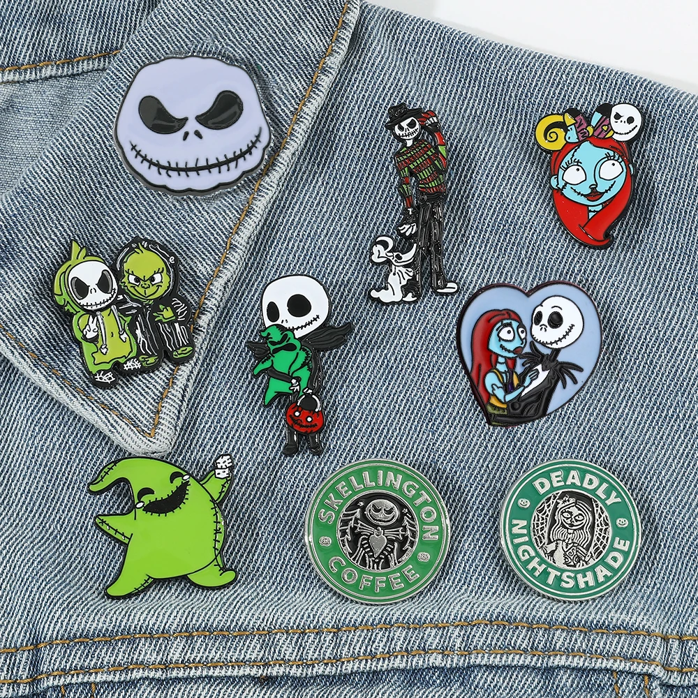 

Disney The Nightmare Before Christmas Lapel Badges on Backpack Metal Brooch Enamel Pin Clothes Jeans Clothing Cartoon Jewelry