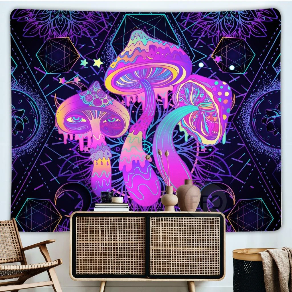 Psychedelic Mushroom Tapestry Wall Hanging Hippie Mandala Starry Sky  Tapestry 3d Printing Aesthetic Room Decor Home Wallpapers - Tapestries -  AliExpress