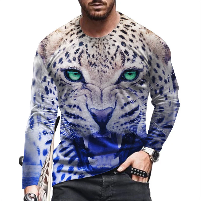 

Animal Tiger 3D Print Long Sleeve T-shirt For Men Harajuku T Shirt Casual O-neck Streetwear Oversized Pullover Tops Tee Clothing