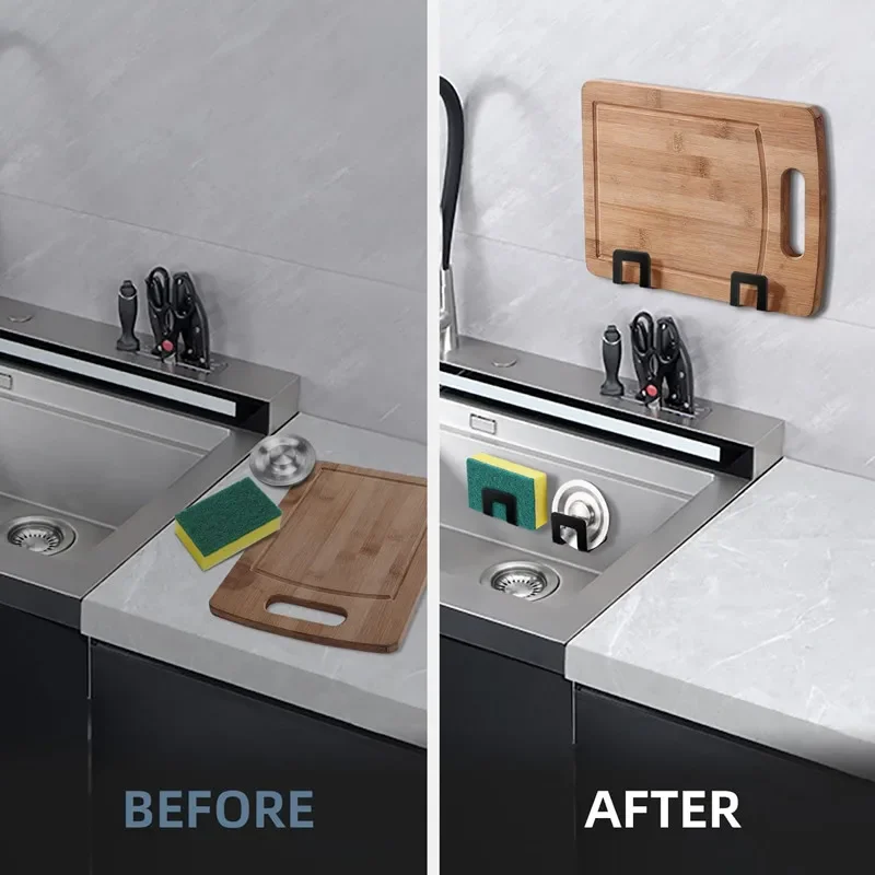 Stainless Steel Sink Tray Drainer Rack Kitchen Sink Sponge Holders Self Adhesive Hook Storage Holder Kitchen Wire Rag Organizer kitchen storage rack sink sponge rack dish drying rack sink sponge holder sink drain rack under sink storage rack kitchen drain basket under sink organizer