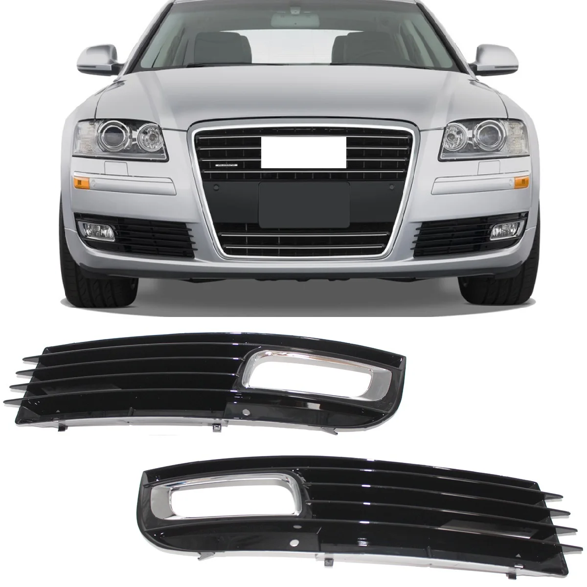 

Front bumper Foglight Fog light frame Grille Cover for Audi A8 D3 2008 2009 2010