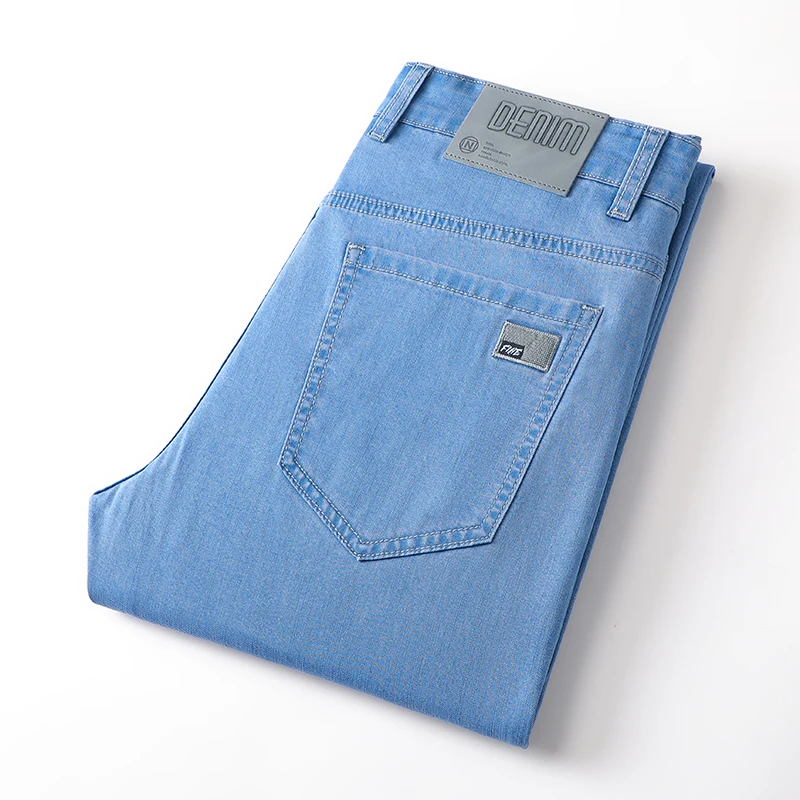 4 Colors New Lyocell Jeans Men's Clothing Thin Stretch Straight Business Casual Denim Pants Loose Cotton Trousers For Male 6