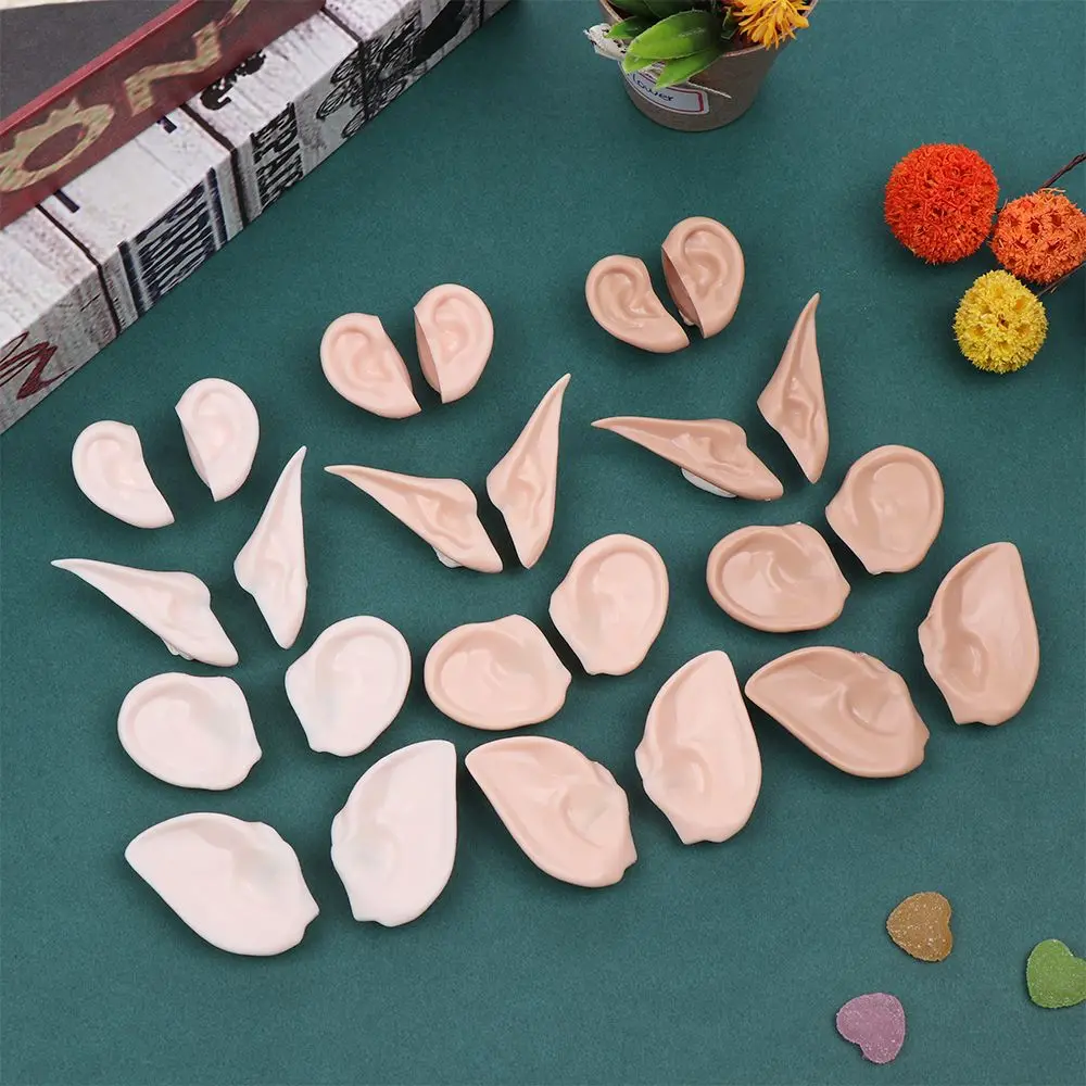 1Pair Blyth Doll Elf Ears Toy White Natural Tan Dark And Super Black Skin Only Ears No Doll Artificial Ear Accessories 2