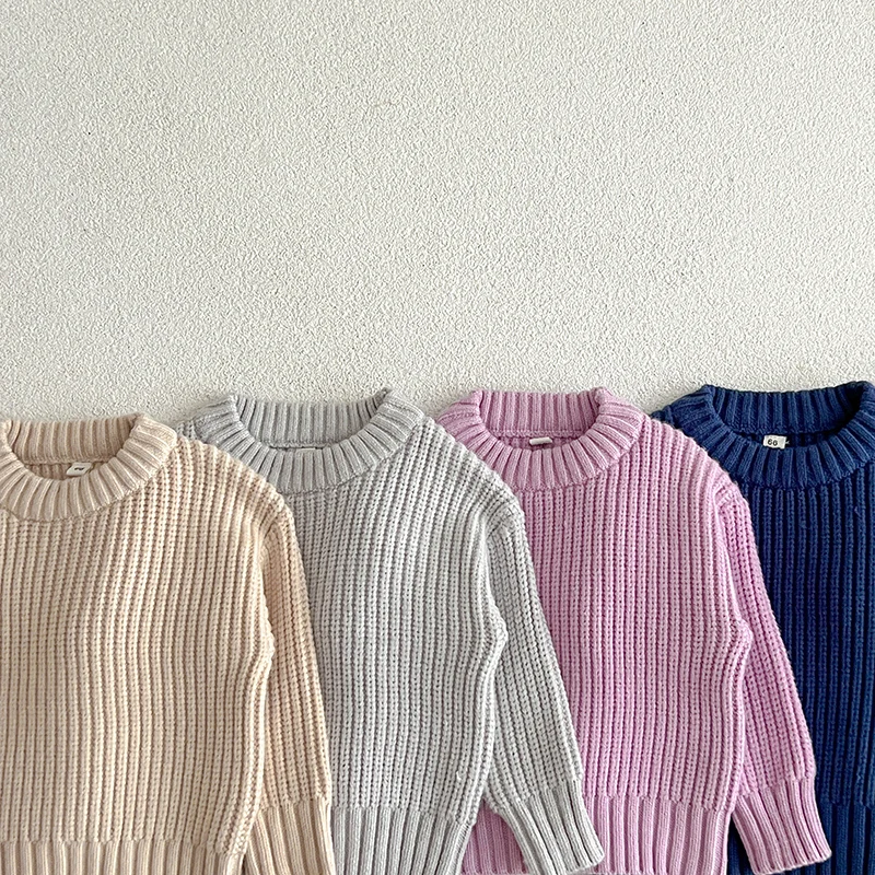 Kids Sweater Baby Boys Girls Knit Cotton Long Sleeve Pullover Tops 0-6Y