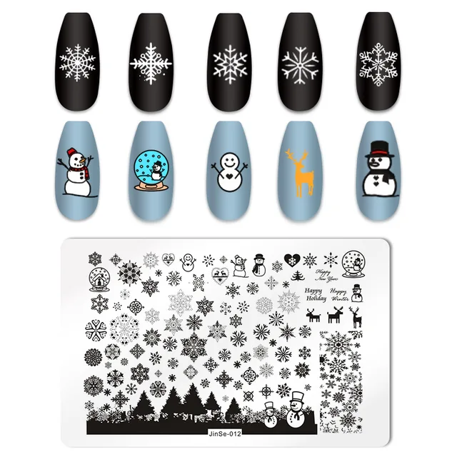 Christmas Design Nail Stamping Plates Marble Stamp Templates Image Printing  Stencil Nail Art Tool7003-307 