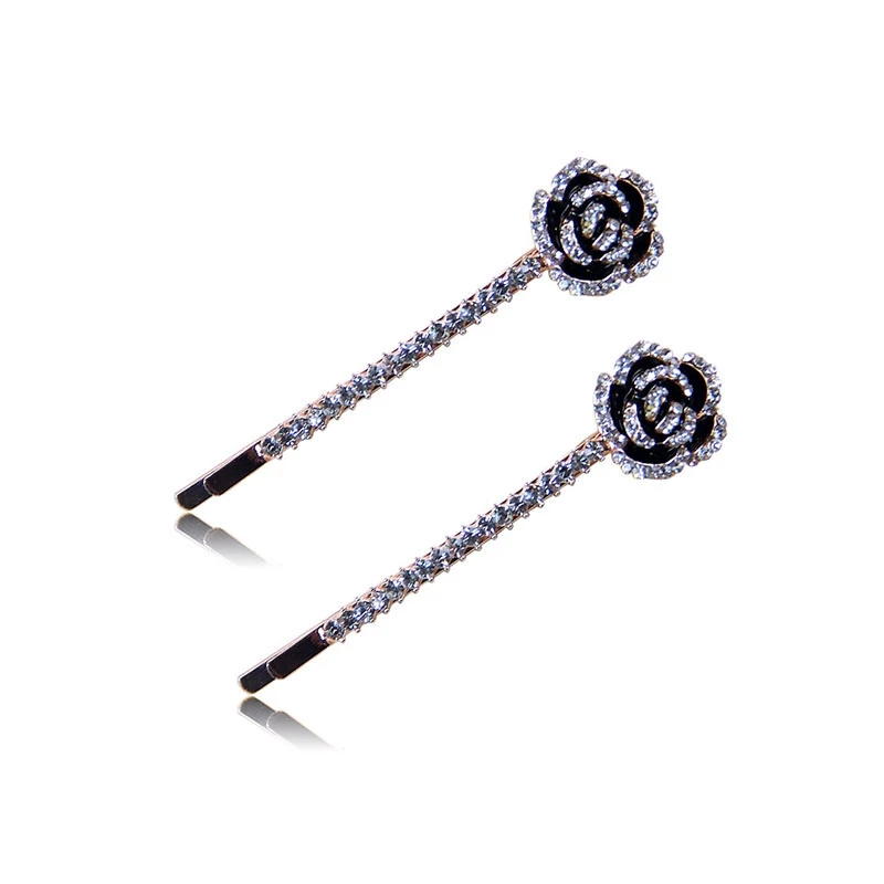 Fashion Rose Women Girls Bling Crystal Hairpins Headwear Rhinestone Hair Clips Pins Barrette Styling Tools Accessories