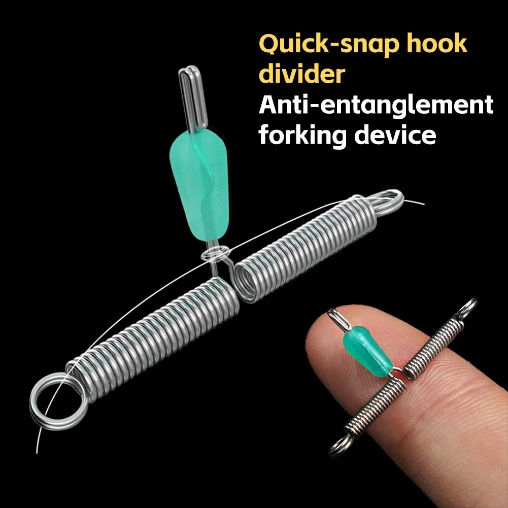 10pcs Stainless Steel Spring Rope Swivel Bifurcation Eight Type Fishing Line Space Tying Tool Double Hook Balance Rigs Hooks