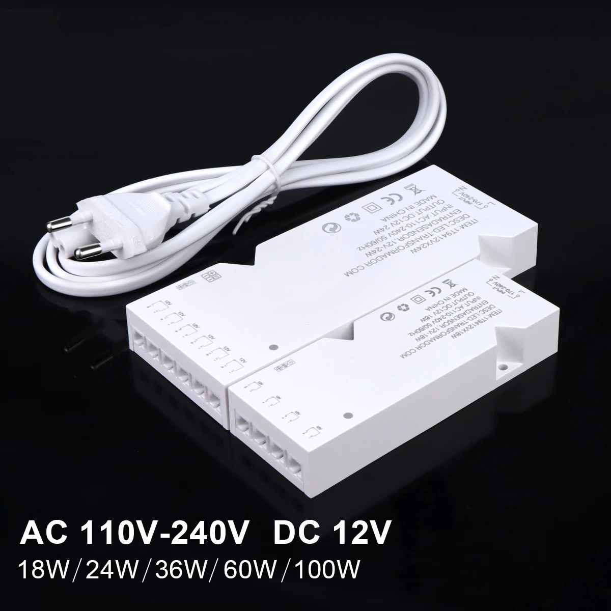 AC110V 220V to DC 12V Lighting Transformer LED Cabinet Light Strip 4/6/10 Dupont Port 18W 24W 36W 60W 100W Power Supply Adapter power adapter,power supply,power transformer,power module