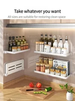 ติดผนัง, ชั้นวางเครื่องปรุงในครัวแบบพับได้, ไม่ต้องเจาะรู, ชั้นวางอเนกประสงค์สำหรับน้ำมัน, เกลือ, ซอส, น้ำส้มสายชู, เครื่องปรุงรส 5